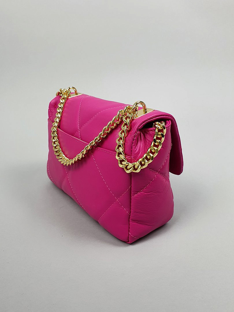 Сумка My Little Italy стёганая с ремешком-цепью фуксия , фотография №5
